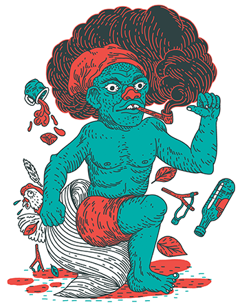 Ilustração: Cezar Berje | livro Abecedário de personagens do folclore brasileiro