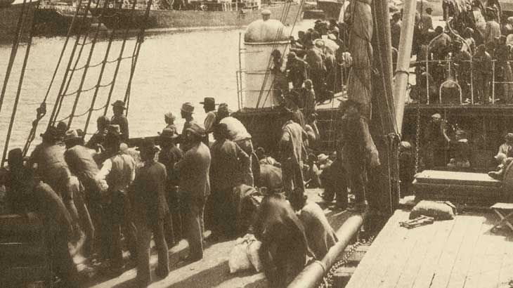 Chegada ao Porto de Santos, em 1890 / Foto: Reprodução