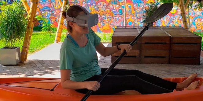 Vivência de canoagem com realidade virtual. Foto: Plenitude Bem-Estar