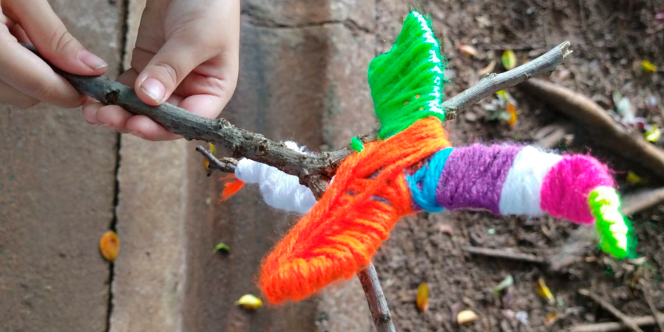 Criando com elementos da natureza ( Foto Ana Carolina Portilho Nicoletti Skaf Brax e Elaine Rodrigues Matos)
