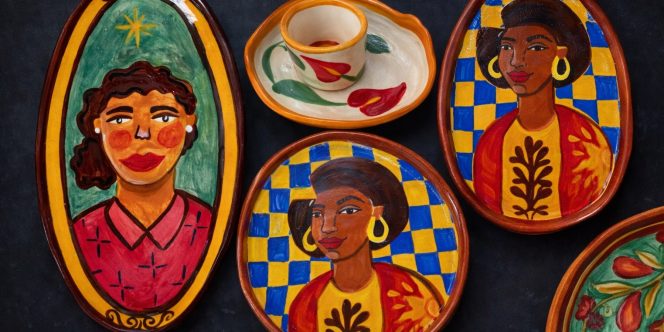 Pintura de retrato em cerâmica 